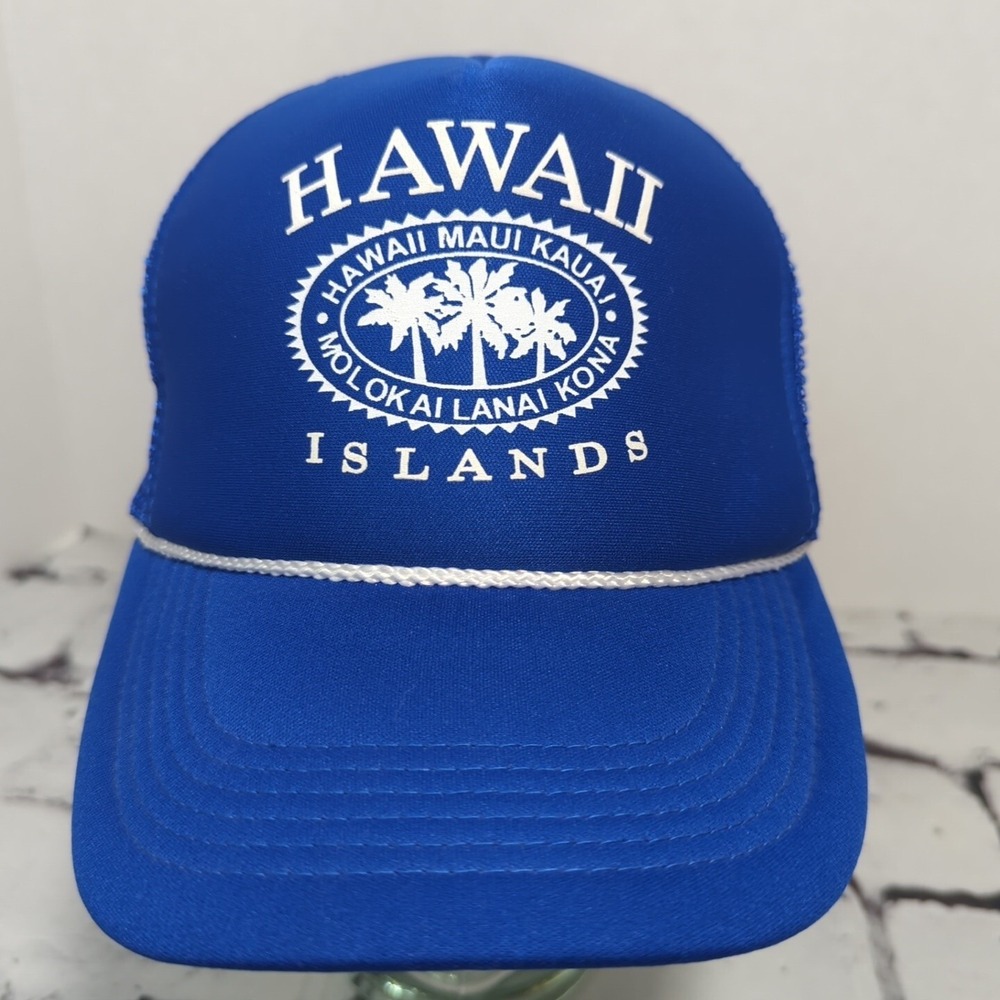 Hawaii Islands Blue Trucker Snapback Vintage‎ Hat Adjustable Ball Cap